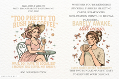 Coquette Summer Girl &amp; Coffee PNG Product Image 2