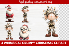 4 Whimsical Grumpy Christmas Clipart | Funny Grumpy Holiday Product Image 1