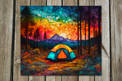 Tent in forest | 8 summer tumbler Sublimation designs Product Image 7