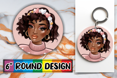 Bright Round Ornaments Sublimation PNG, Afro Girl Product Image 1