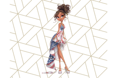 Patriotic Fashion Girl Clipart PNG for 4th of July Product Image 3