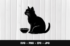 Kitten Looking at Bowl SVG PNG Product Image 1
