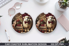 Sheep Car Coaster Sublimation| Christmas Coaster PNG Product Image 1