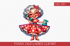 Funny Old Ladies Clipart, Watercolor Old Woman sublimation Product Image 1