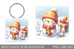 Cute Snowman Keychain Design. Snowman Keychain Sublimation Product Image 1