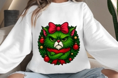 Funny Christmas green cat png design for T-shirts Product Image 4