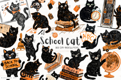 Halloween School Cat Clipart Product Image 1