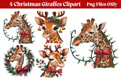 Christmas Giraffes Clipart PNG Product Image 1
