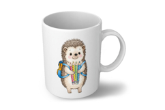 Cute Hedgehog with Backpack Holding Crayons Watercolor PNG Product Image 5