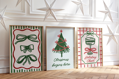 10 Coquette Christmas Wall Art Bundle | Retro Holiday Cards Product Image 3
