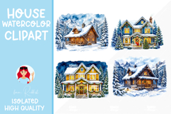 4 Cozy Watercolor House Clipart Product Image 1