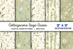 Cottagecore Sage Green Daisy Paper JPG Product Image 1