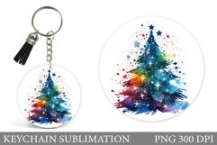 Rainbow Christmas Tree Keychain Sublimation Product Image 1