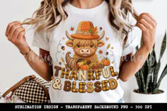 Thankful and Blessed PNG, Cow Thanksgiving Sublimation Product Image 6