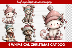 4 Whimsical Christmas Cat &amp; Dog Clipart | Cute Holiday Pet Product Image 1