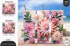 3D Pink chrysanthemums Tumbler Wrap| 3D Floral Sublimation Product Image 1