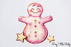 Pink Christmas Gingerbread Clipart PNG Product Image 1