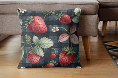 Watercolor Strawberry Gingham Paper, Seamless Digital Fruit Product Image 7