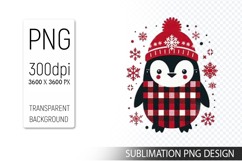 Cute Christmas Penguin , Animal Sublimation Clipart PNG Product Image 1