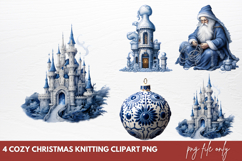 Cozy Christmas Knitting Clipart PNG Product Image 1