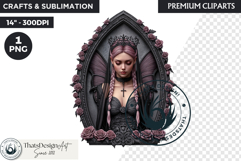 Pastel Goth Fairy Clipart, Black Pink PNG fantasy clipart Product Image 1