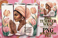 Sublimation Delight 20oz tumbler wrap, Praying Woman Product Image 1
