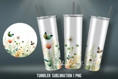 Watercolor Butterfly Tumbler Wrap Sublimation Designs |PNG Product Image 3