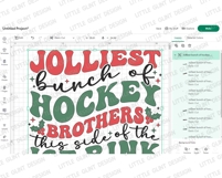 Retro Christmas Hockey Brothers SVG PNG | Family Hockey Gift Product Image 3