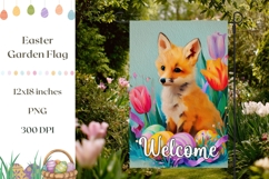 Cartoon Fox Garden Flag, Tulips Garden Flag Template Product Image 1