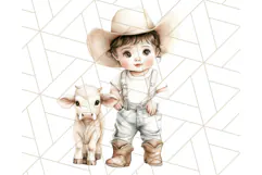 Cowboy Clipart PNG, Kid Western Country Graphic Product Image 3