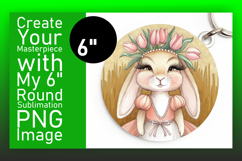 Lovely Circle PNG for Sublimation , Cute Bunny Product Image 1