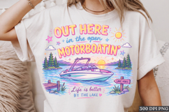 Out Here Motorboatin Lake Life Retro Summer PNG Design Product Image 1