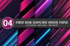 Cyber Neon Geometric Digital Paper Product Image 1