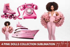 Pink Dolls Collection Sublimation Clipart Product Image 1