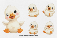 15 Bundle Watercolor Baby Duck Cute Animal Farm Yellow Duck Product Image 7