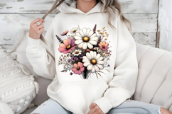 Vintage Floral Bouquet PNG Daisy Flowers Sublimation Design Product Image 7