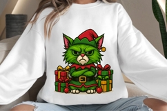 Green funny Christmas cat png design for T-shirts Product Image 4