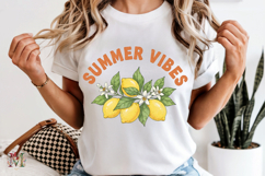 Summer Vibes PNG, Retro Lemon Floral Sublimation Design Product Image 6