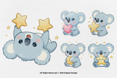 15 Bundle Watercolor Blue Koala Animal Sleeping Kids Sticker Product Image 7