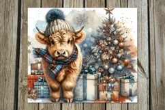 Christmas cow | 4 vintage xmas Sublimation Tumbler designs Product Image 3