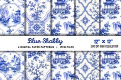 Blue Shabby Chic Chinoiserie Junk Journal JPG Product Image 1