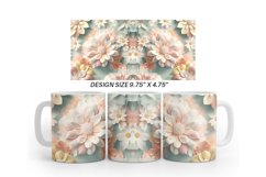 3D Flower Pastel Color Mug Wrap | Sublimation Coffee Cup Product Image 9