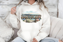 Nantucket Island PNG, Vintage Lighthouse Sailing Sublimation Product Image 7