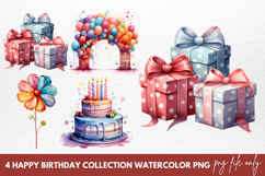 Happy Birthday Collection Watercolor Clipart Product Image 1