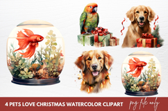 Pets Love Christmas Watercolor Clipart Product Image 1