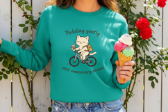 Cute Cat Cycling With Coffee Pedaling Past Unnecessary Drama Product Image 3