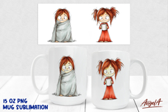 Happy sad girl drinking coffee 15 Oz Mug sublimation design Product Image 1