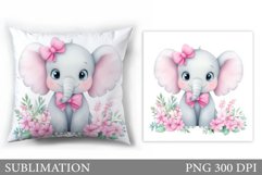 Cute Elephant Pillow Design. Cute Elephant Sublimation Product Image 1