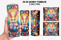 Bunny Skinny Tumbler 20oz Wrap Design, Easter Tumbler PNG Product Image 1