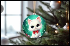 White Cats Christmas Round Ornament Sublimation Product Image 2